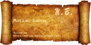 Matias Barna névjegykártya